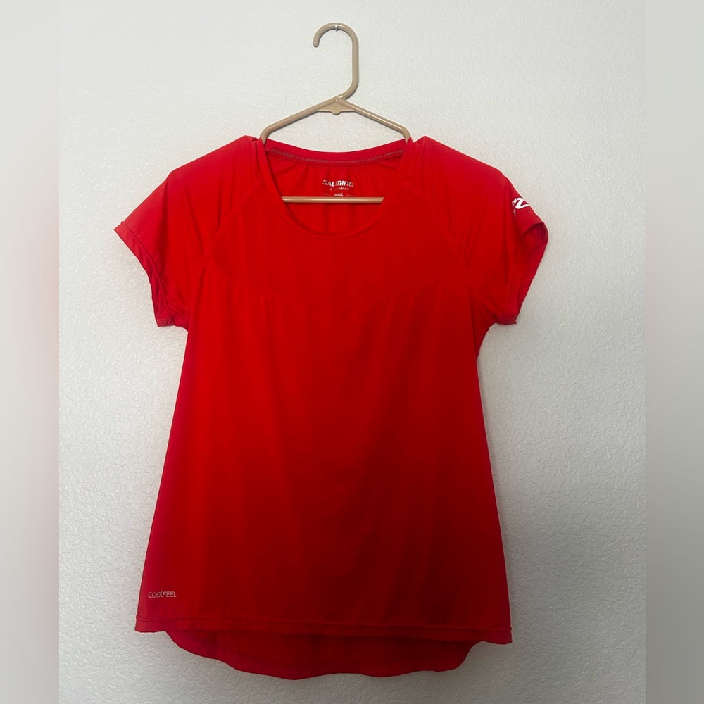 Salming red short sleeve, size small, new